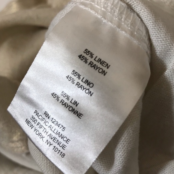 *NWT* ELLEN TRACY Linen Blend Chalk with Gold Foil Pants - Picture 10 of 10